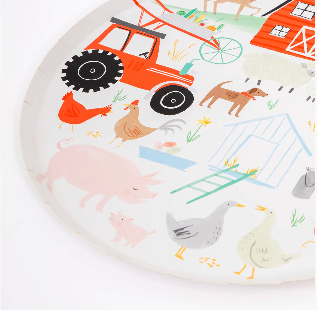 Meri Meri boerderij bordjes L 8 stuks