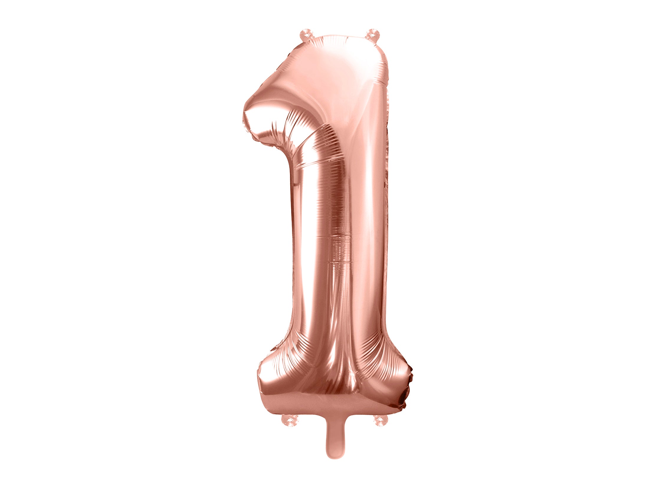 folieballon cijfer nummer één in de kleur rose gold