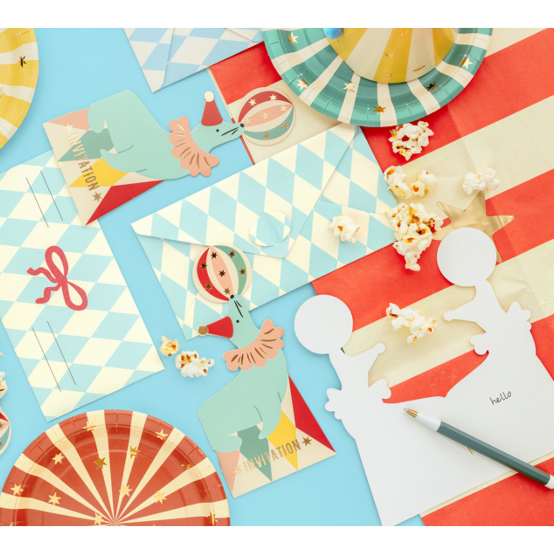 Uitnodigingen circus 6 stuks