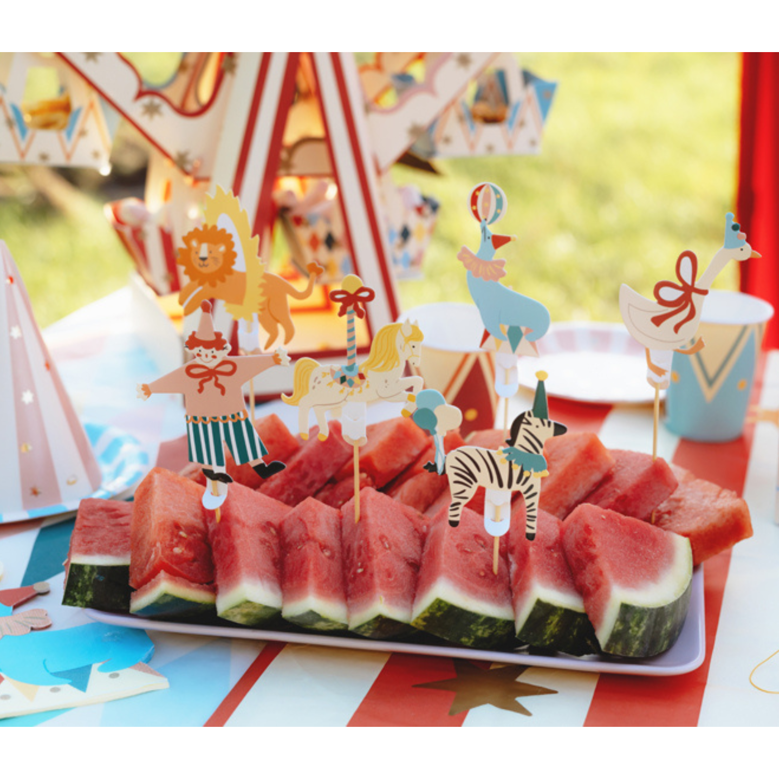 Taart- en cupcake toppers circus 6 stuks