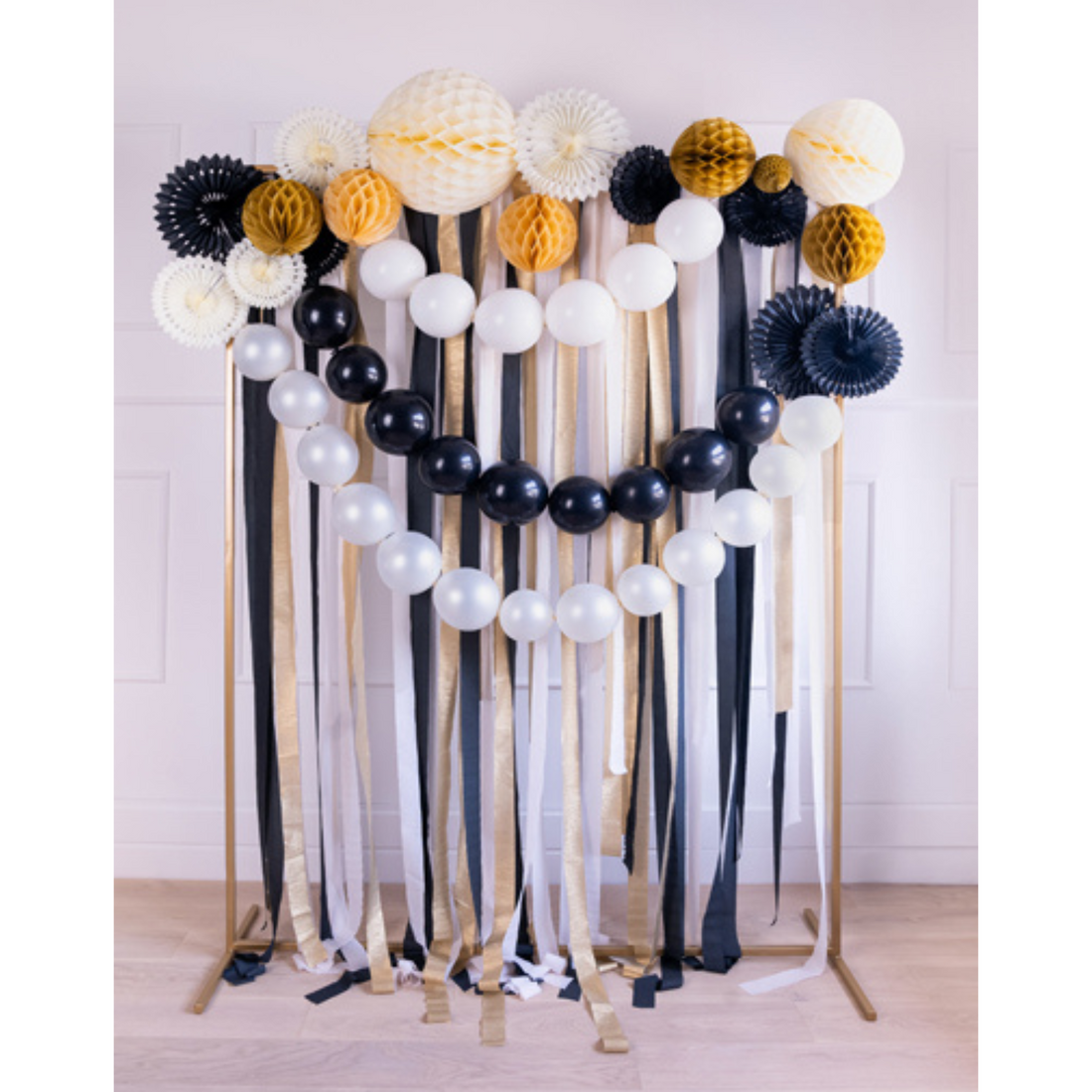 Crepe streamers black gold mix