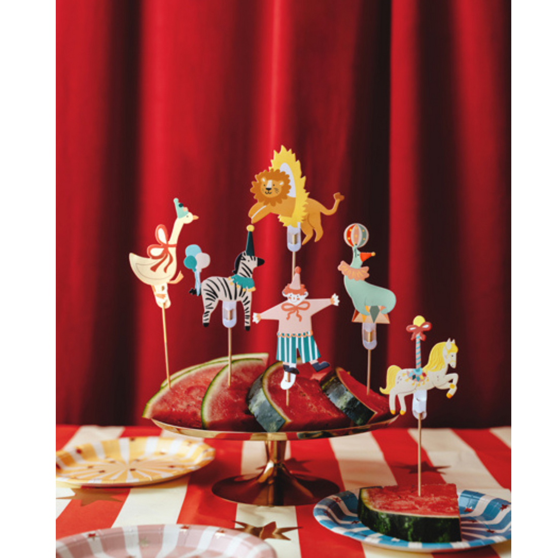 Taart- en cupcake toppers circus 6 stuks