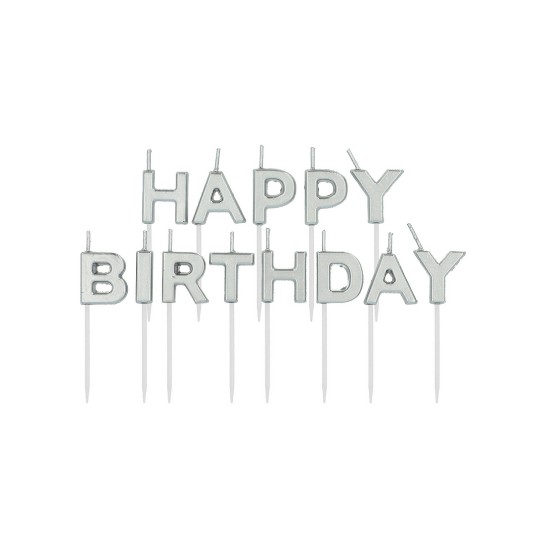 Kaarsjes happy birthday zilver