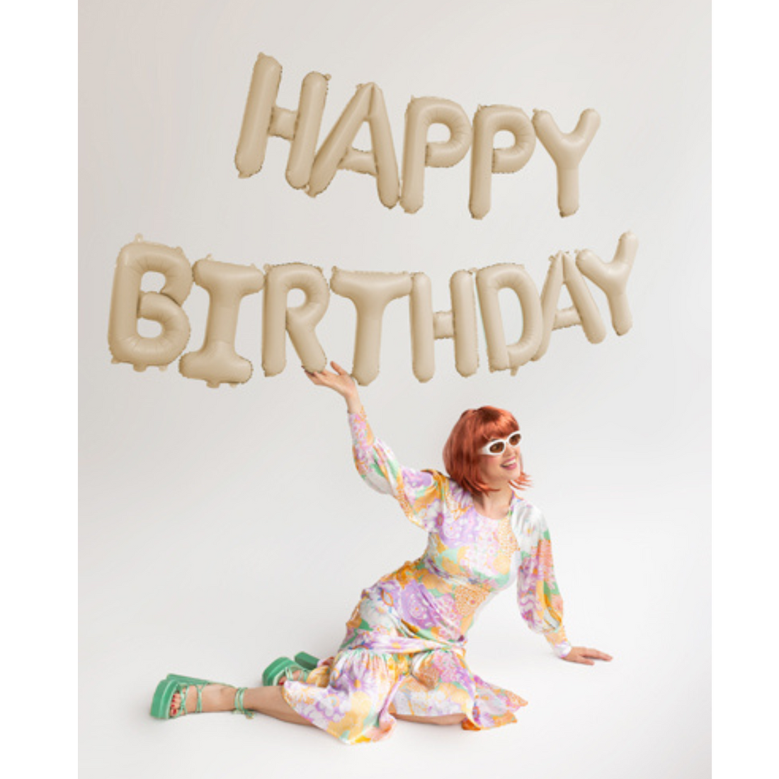 Folieballon Happy Birthday beige