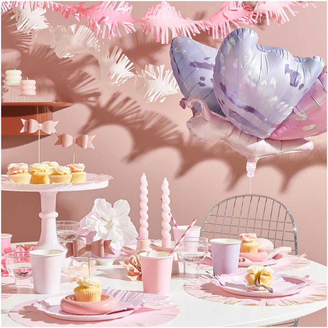 Folieballon vlinder roze en lila