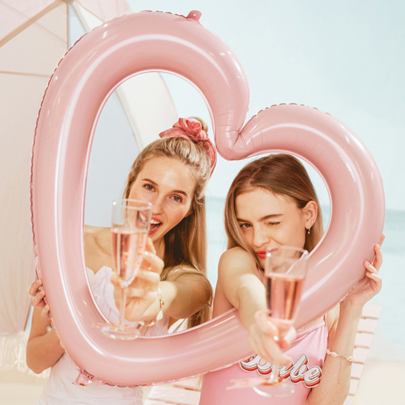 Folieballon open hart roze