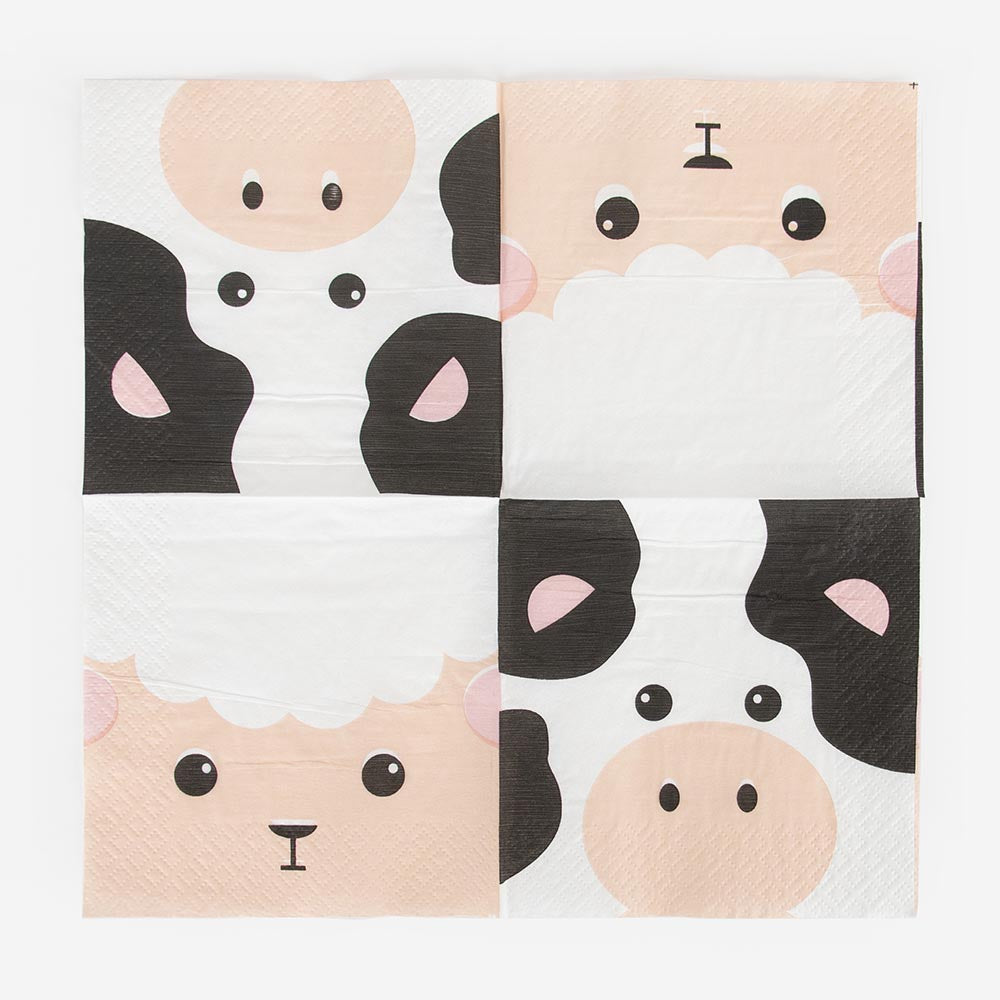 Mini farm servetten - 20 stuks