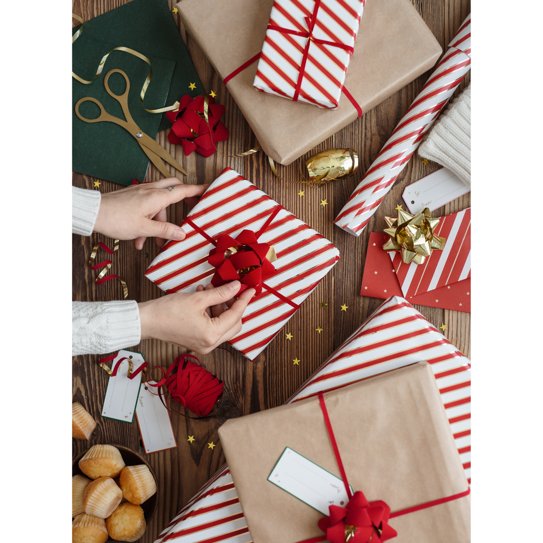 inpakpapier voor kerstcadeautjes rood wit gestreept