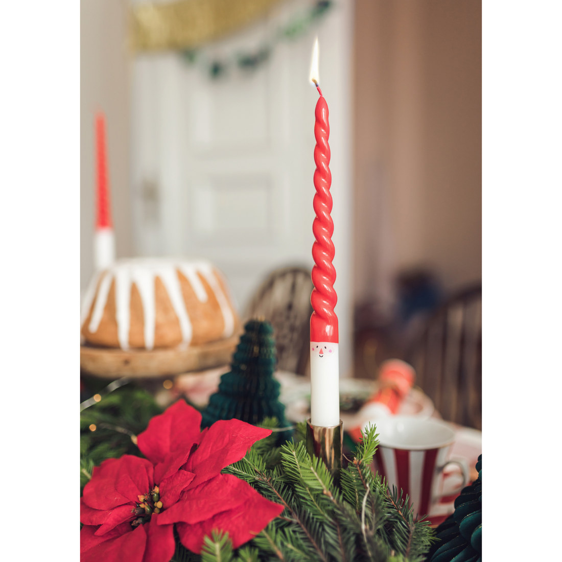 tafelkaarsen lang kerstman