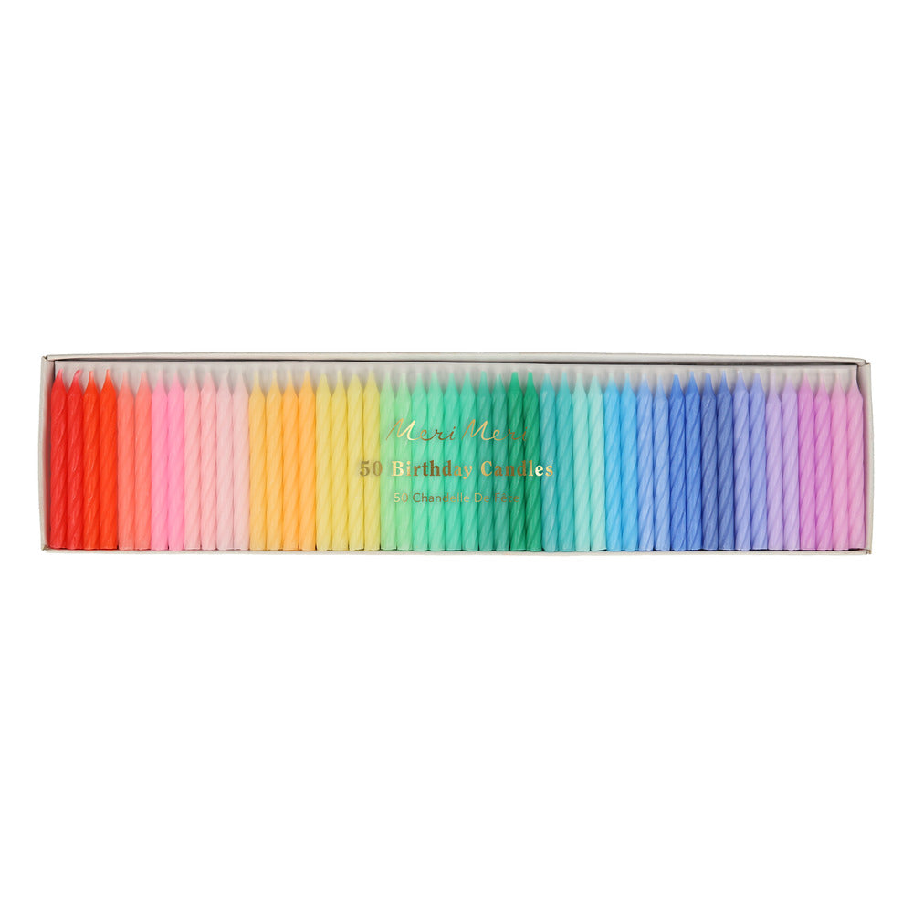 Meri Meri regenboog kaarsen set 50 stuks