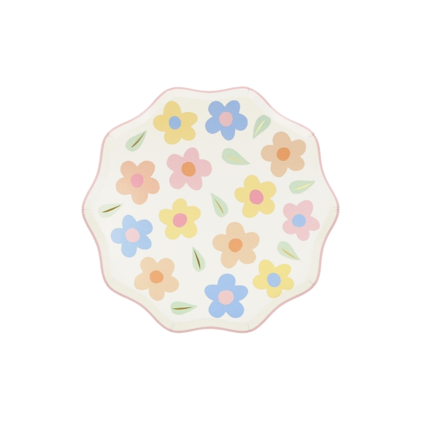 bordjes met bloemen in pasteltinten