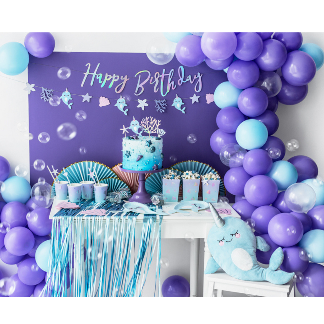 Deurgordijn metallic blauw