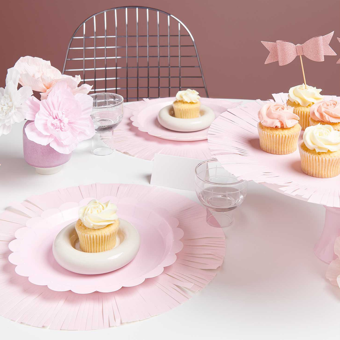 Cake en tafelonderlegger pastelroze