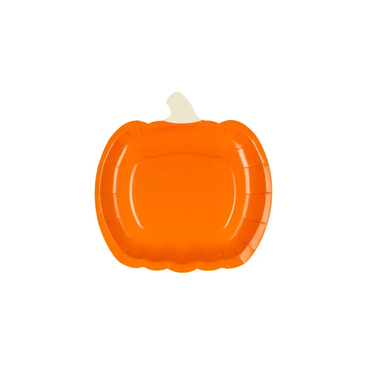 oranje.jpg Oranje papieren bordje in de vorm van een pompoen