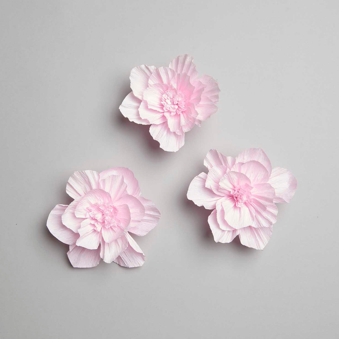 Bloemen crepe papier roze S 3 stuks