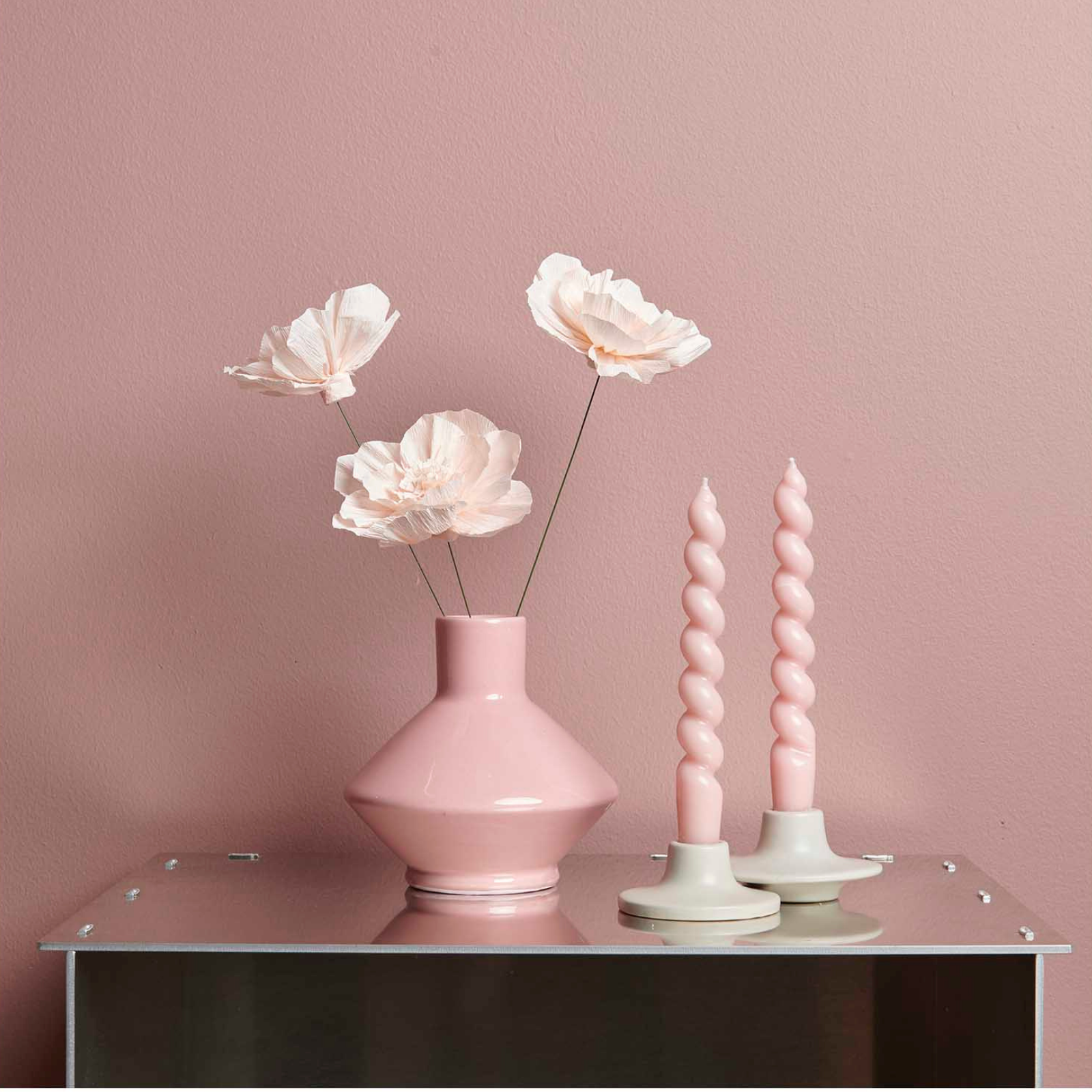 Bloemen crepe papier soft peach S 3 stuks