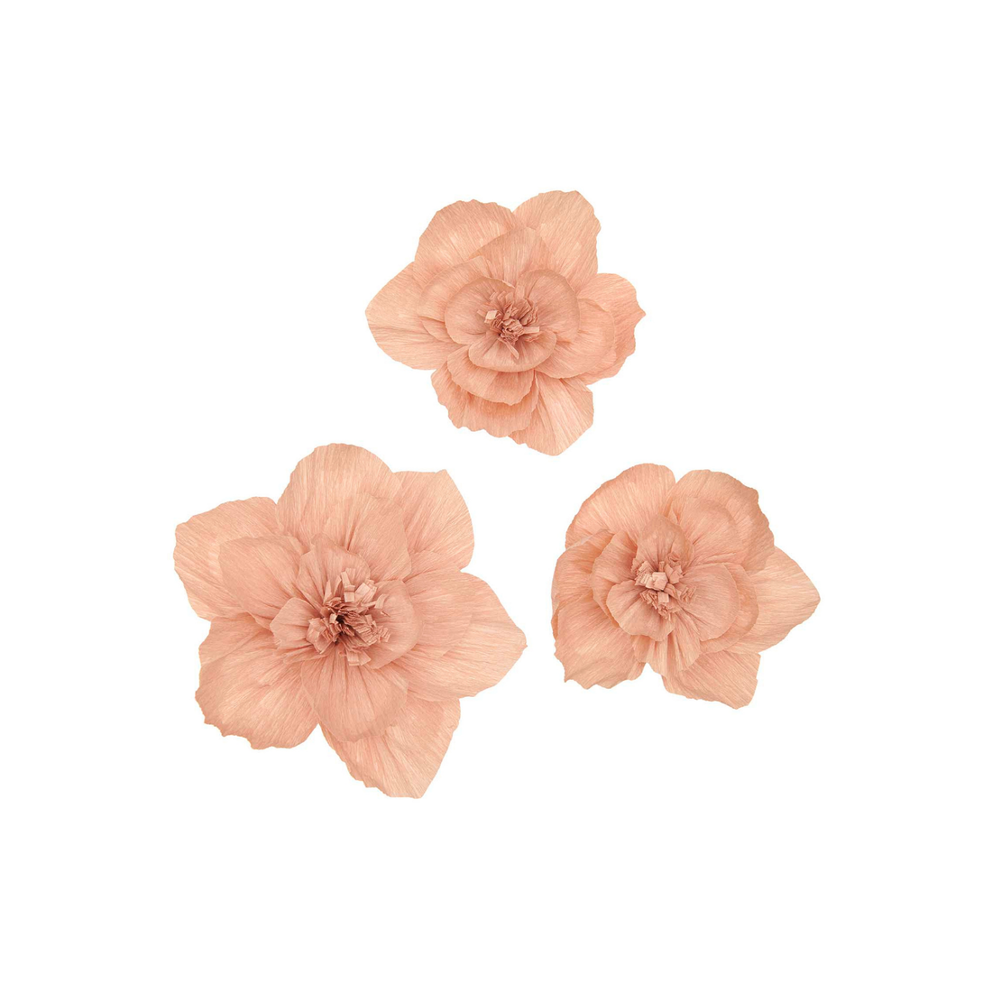 Bloemen crepe papier oud roze M/L 3 stuks