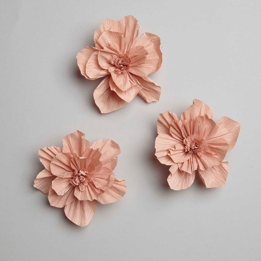 Bloemen crepe papier oud roze S 3 stuks