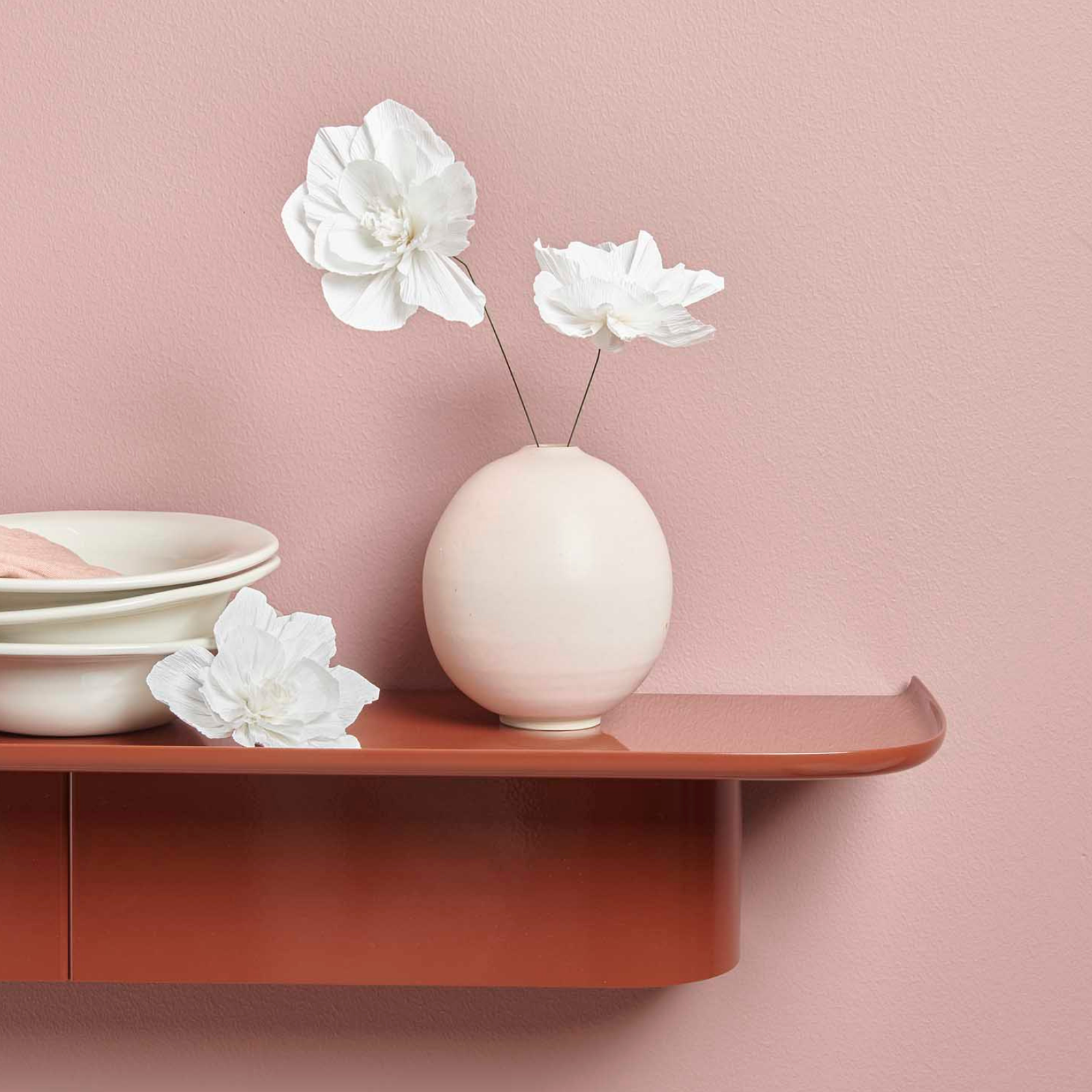 Bloemen crepe papier wit S 3 stuks