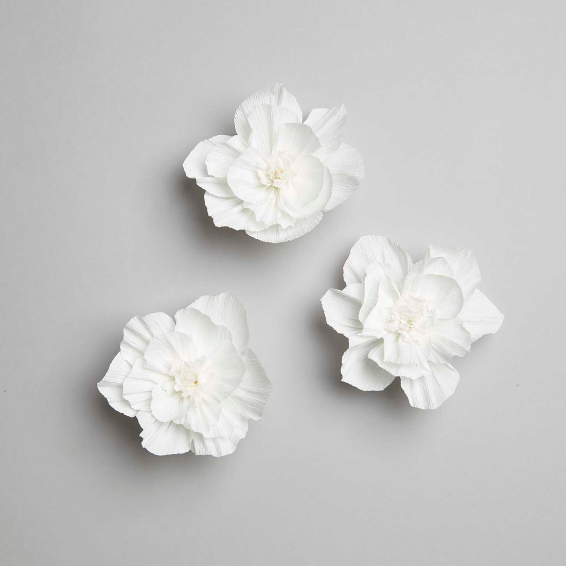 Bloemen crepe papier wit S 3 stuks
