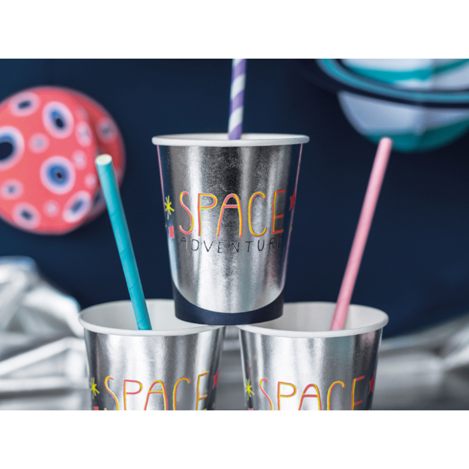 drinkbekertjes voor een kinderfeestje met een space/ruimte thema