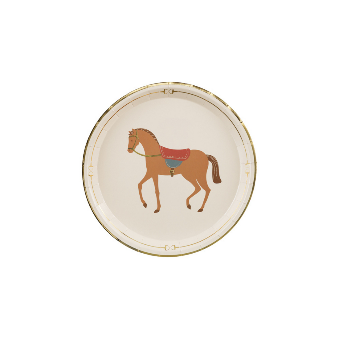 Papieren paarden bordjes met gouden details – set van 8 stuks, 23 cm