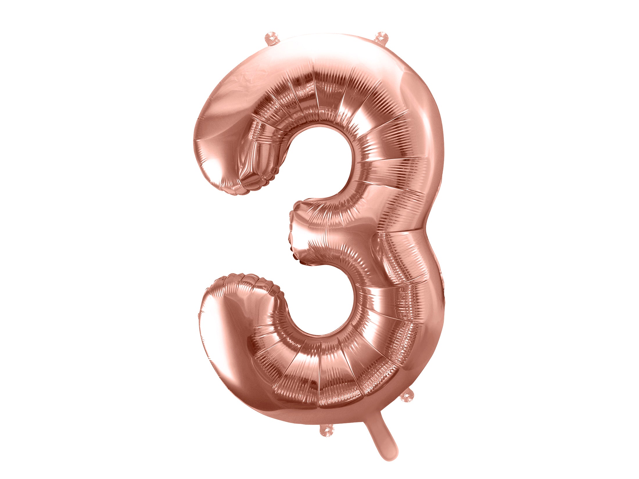 folieballon cijfer nummer drie in de kleur rose gold