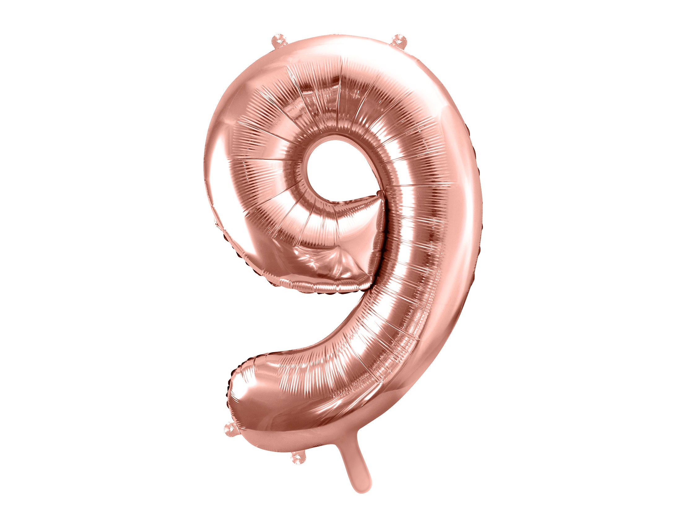 folieballon cijfer nummer negen in de kleur rose gold