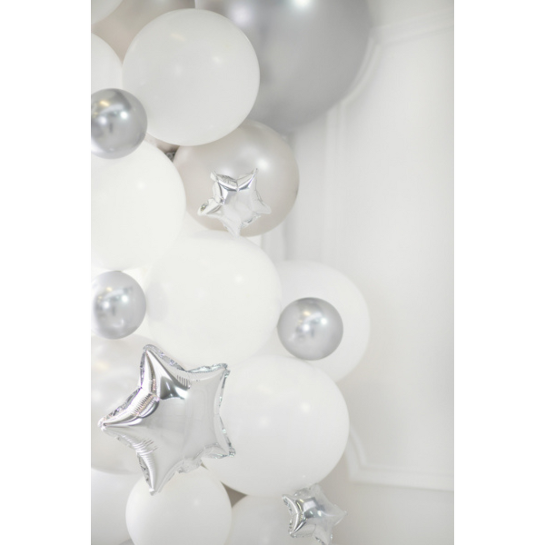 decoratieve set ballonnen met zilveren sterren