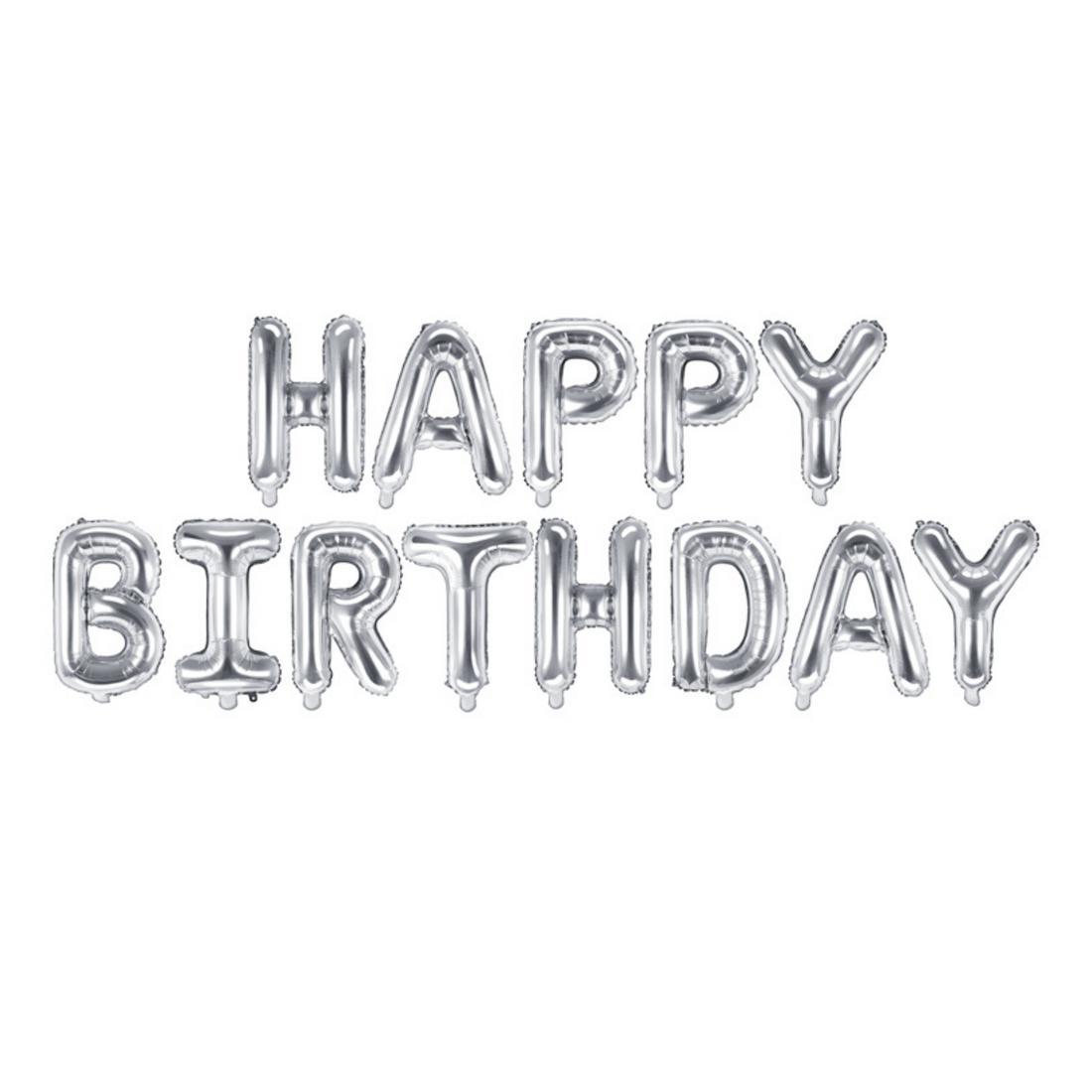 folieballonnen zilver tekst Happy Birthday