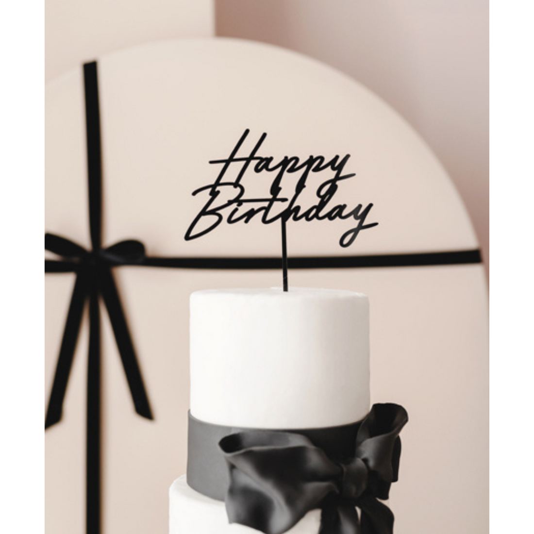 Taarttopper Happy Birthday zwart acryl