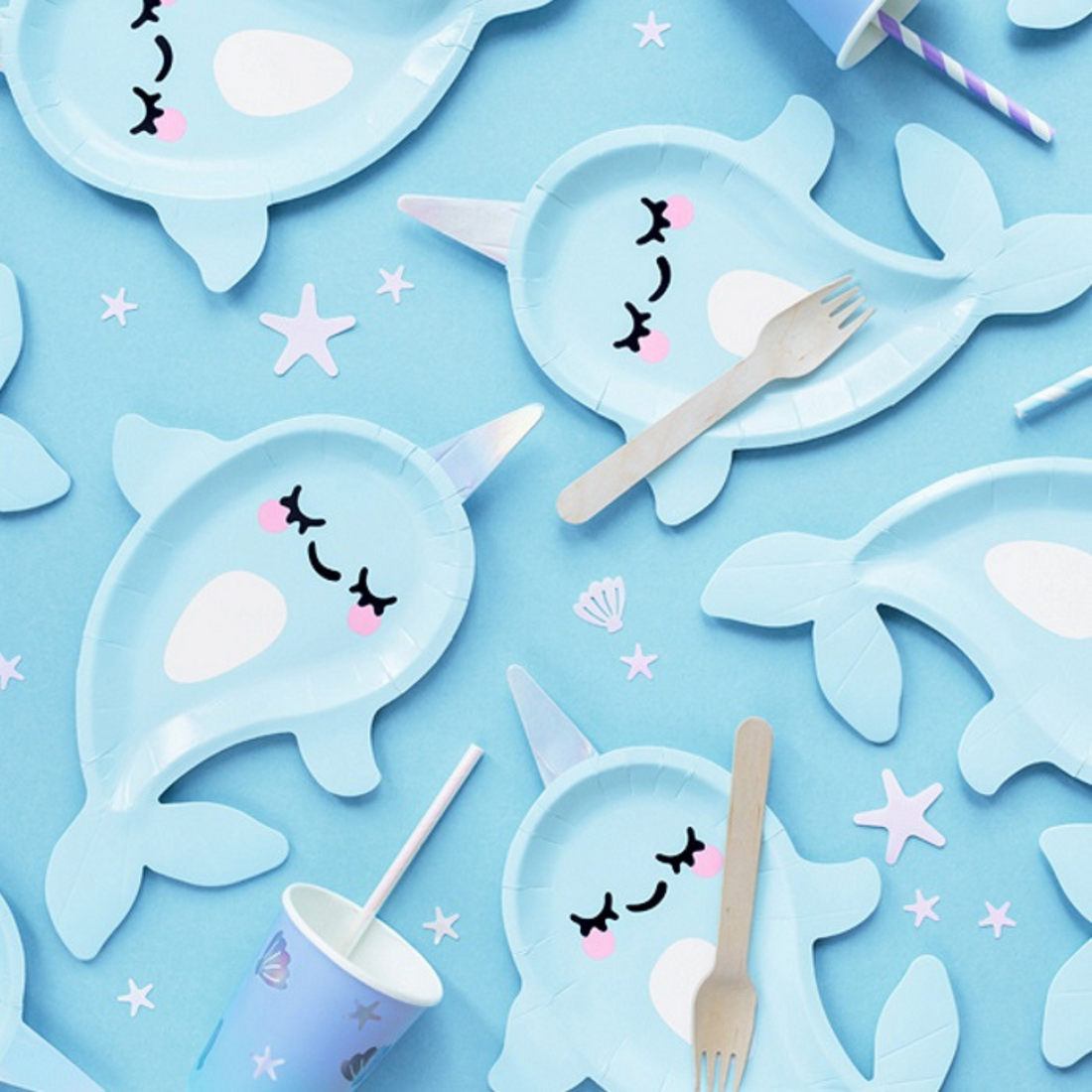 Narwal bordjes 6 stuks