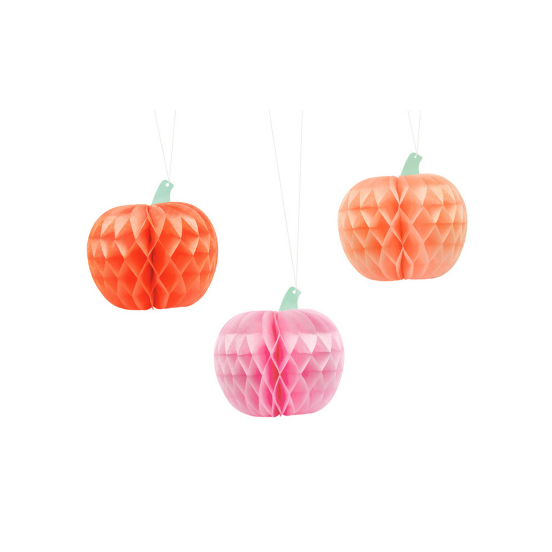 drie honinggraat pompoenen herfst en halloween decoratie