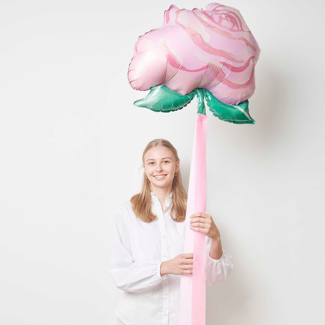 Folieballon roze roos