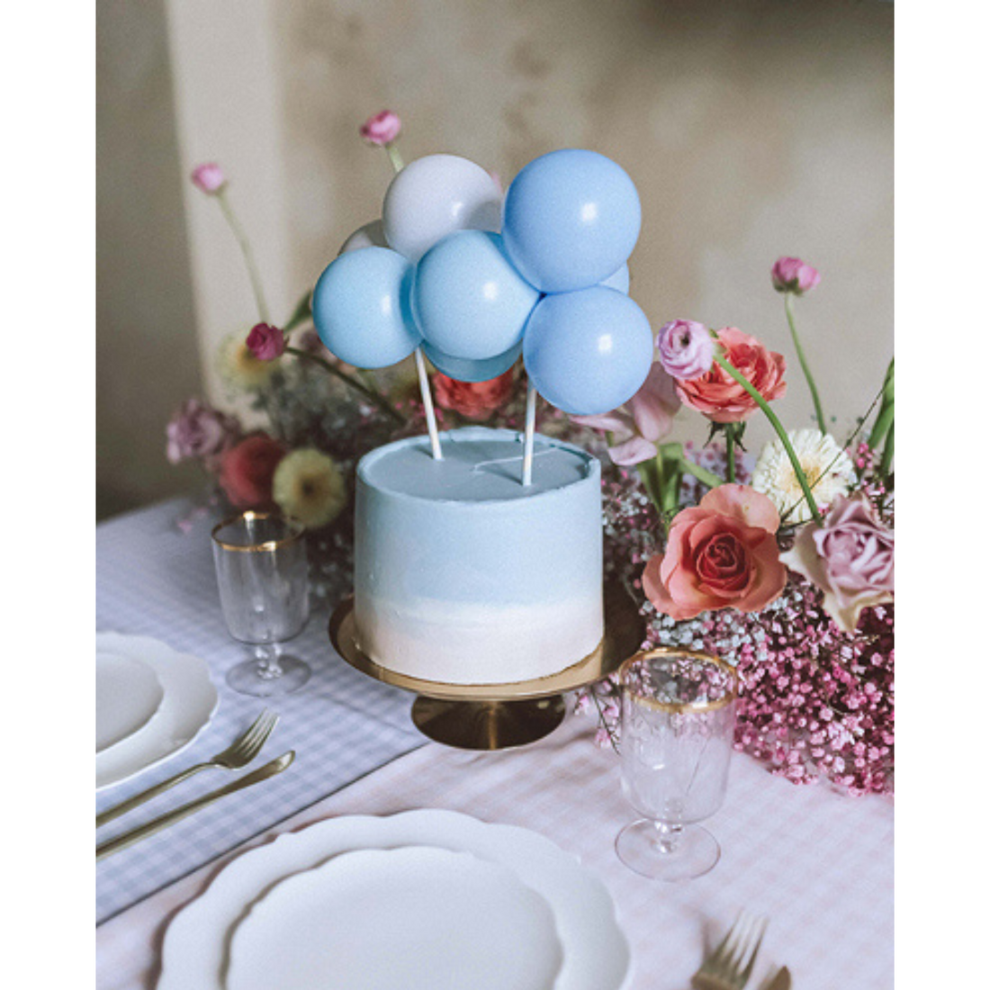 Taarttopper mini ballonnenboog - blauw