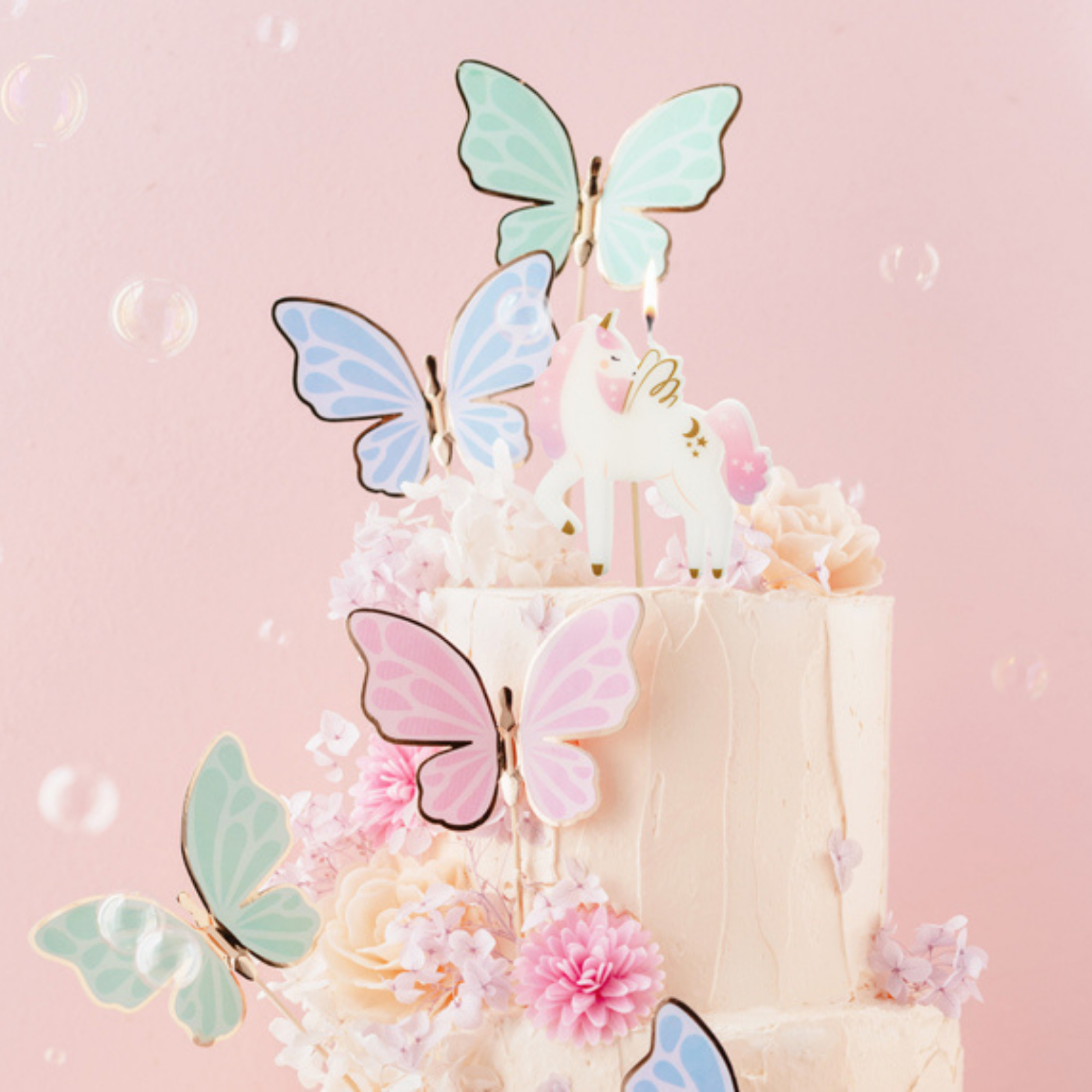 Taart- en cupcake toppers vlinders 9 stuks
