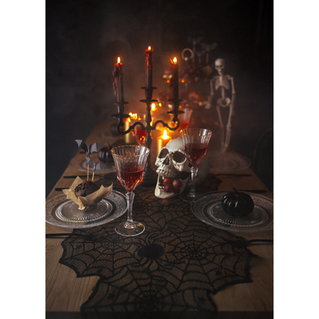 tafelloper spinnenweb Halloween decoratie