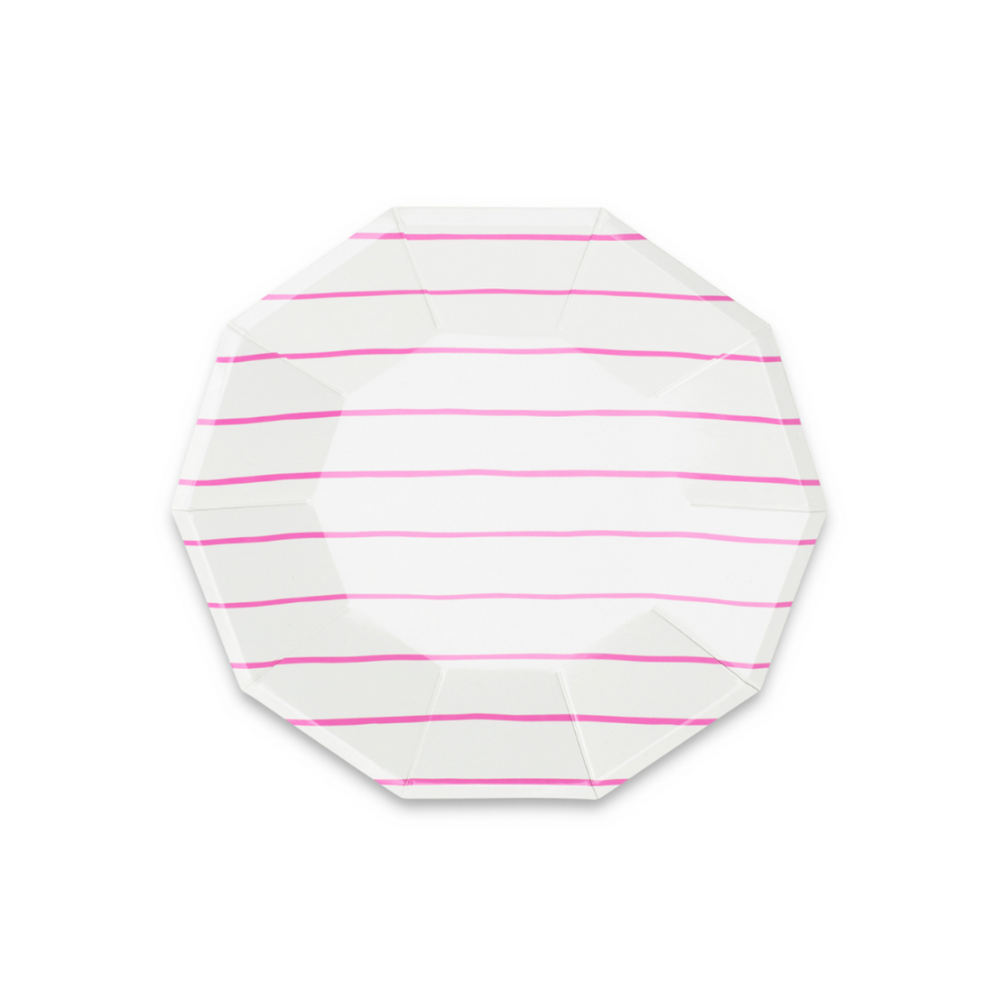 Wit roze gestreepte bordjes voor een feest