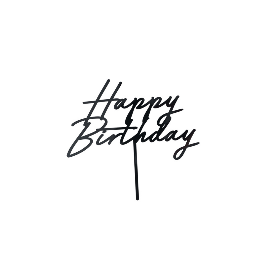 Taarttopper Happy Birthday zwart acryl