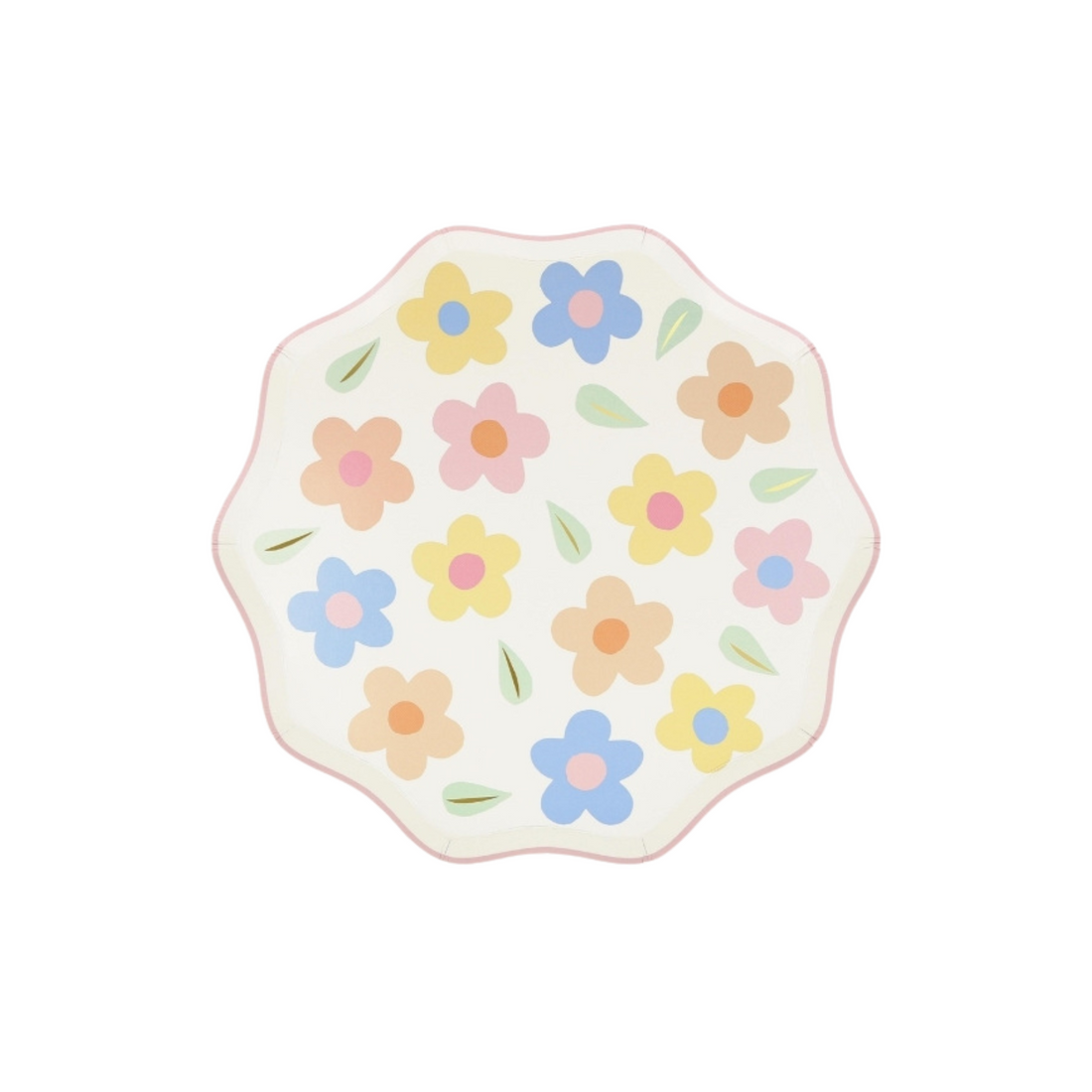 bordjes met bloemen in pasteltinten