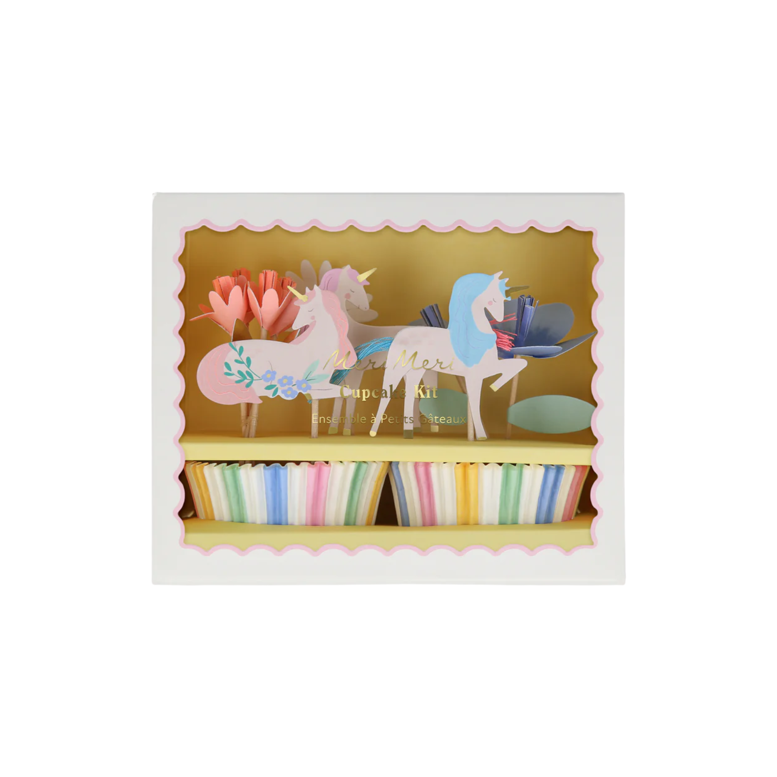 unicorn cupcake kit van meri meri – pastel cupcakevormpjes met unicorn toppers
