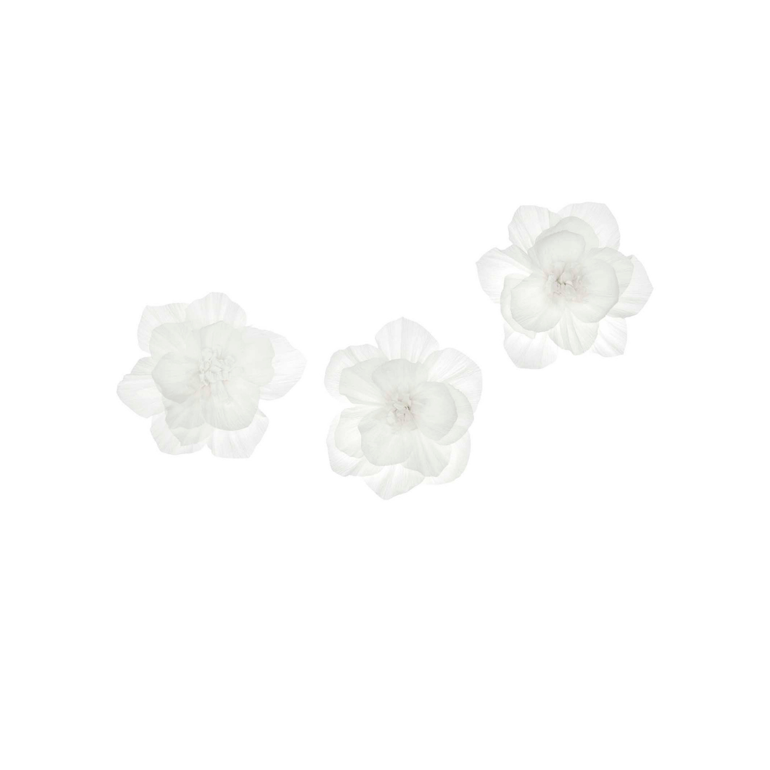 Bloemen crepe papier wit S 3 stuks