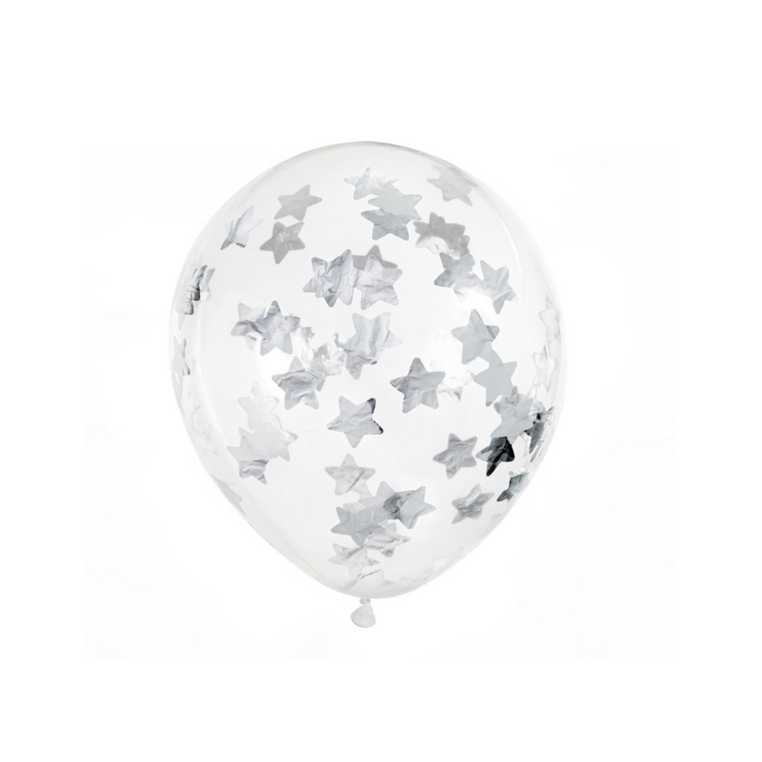 doorzichtige ballon met zilverkleurige sterren confetti