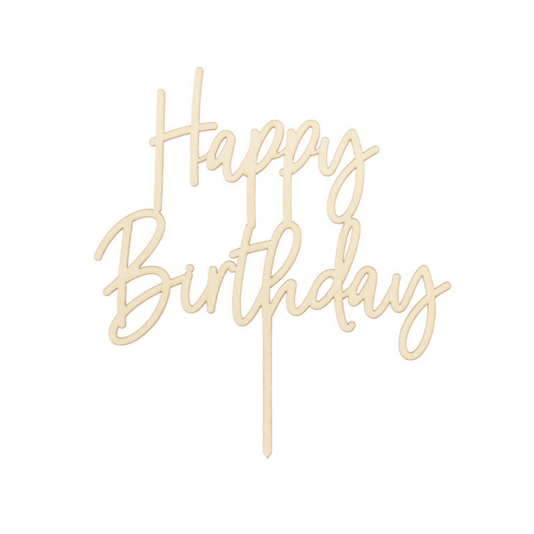 taarttopper in hout met als opschrift Happy Birthday