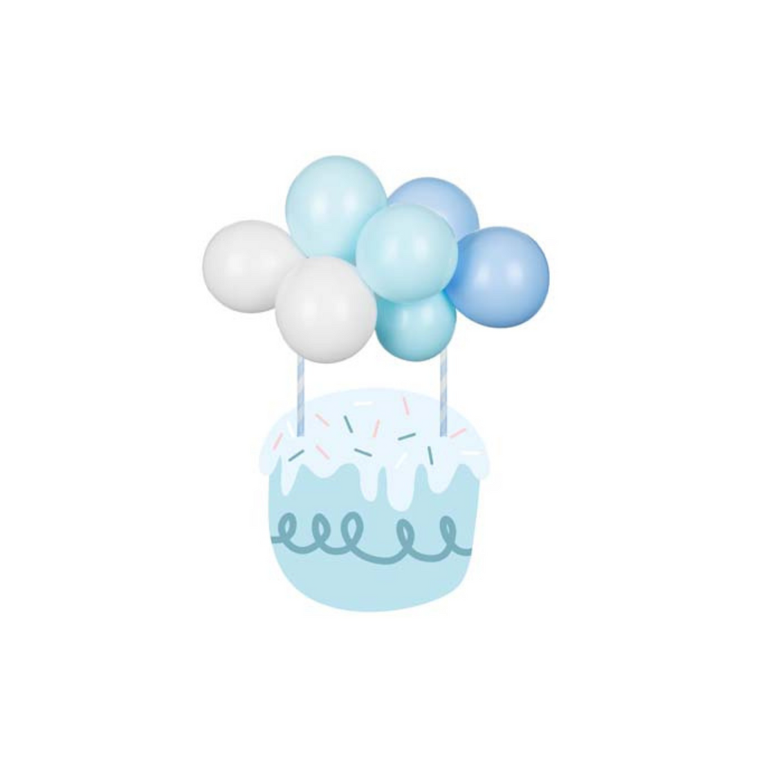 Taarttopper mini ballonnenboog - blauw