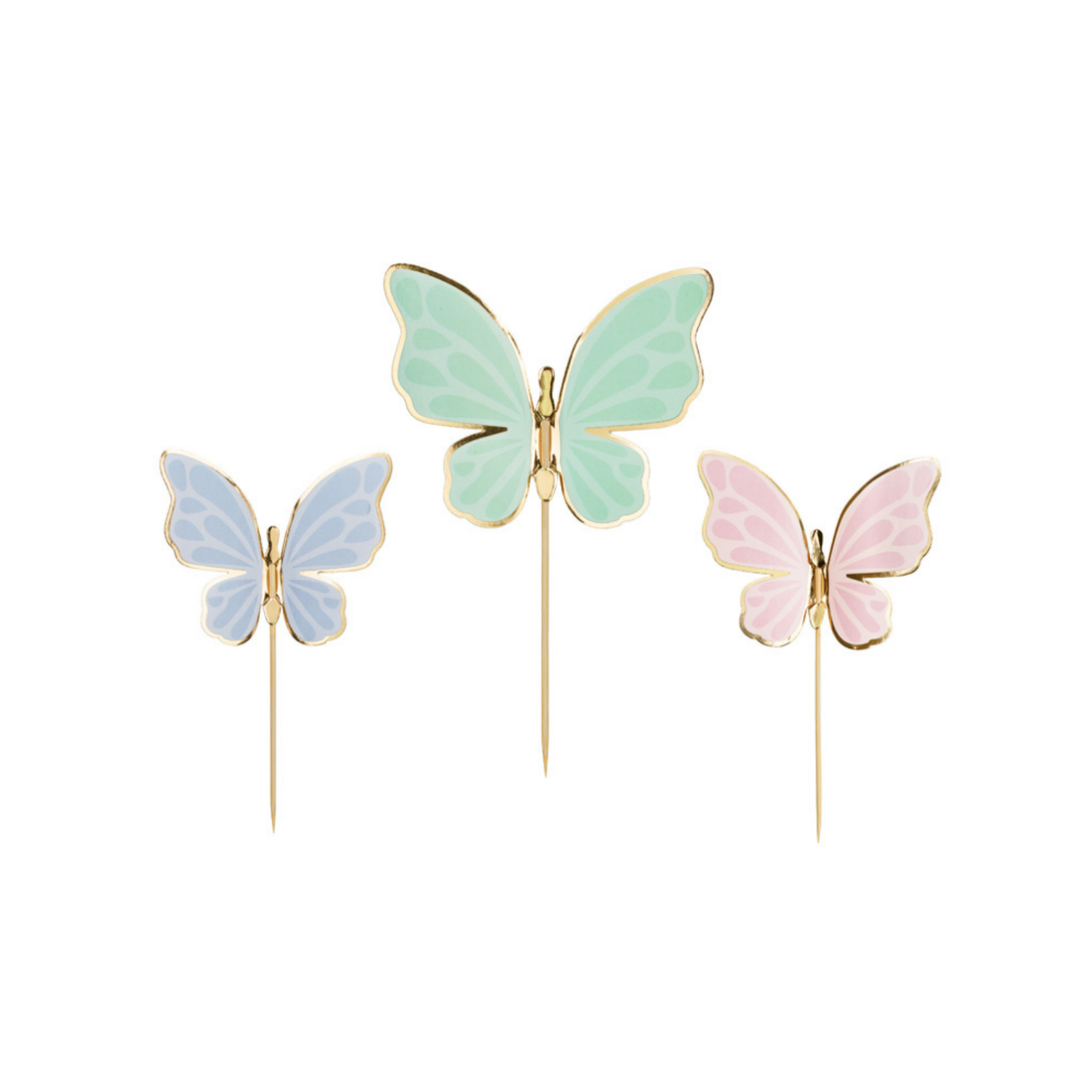 Taart- en cupcake toppers vlinders 9 stuks
